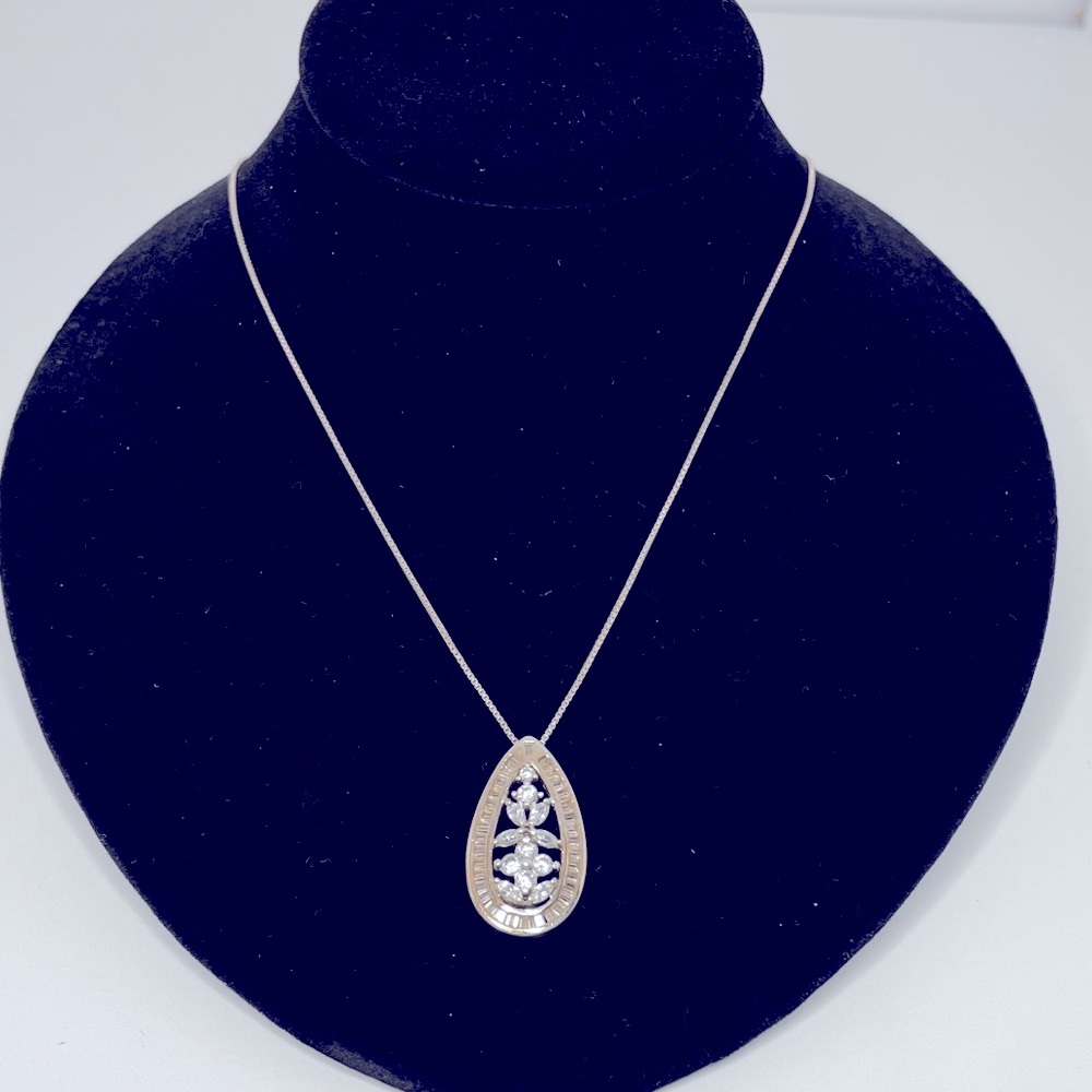 Sterling Silver Tear Drop Pendant With CZ’s
